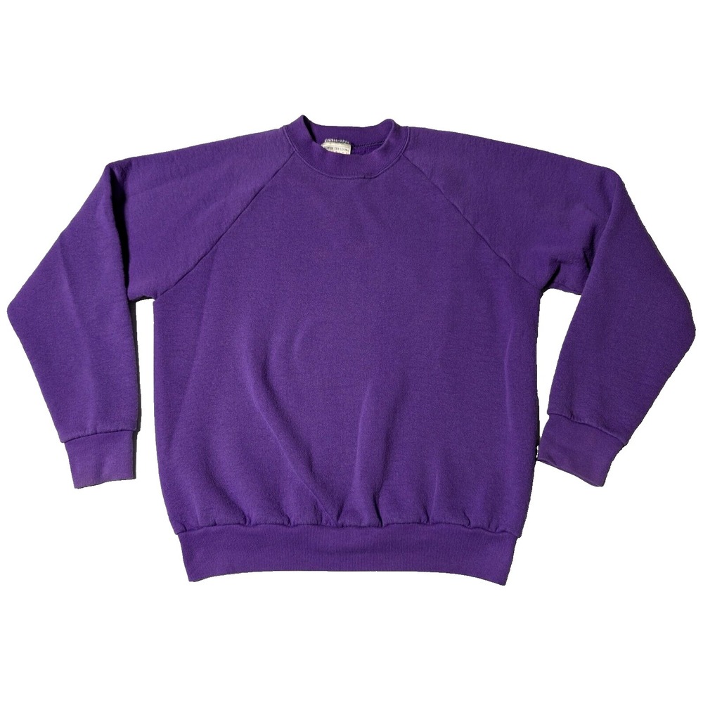 VTG FRUIT OF THE LOOM Made In USA Men Medium BLANK 50/50 Purple Sweatshirt